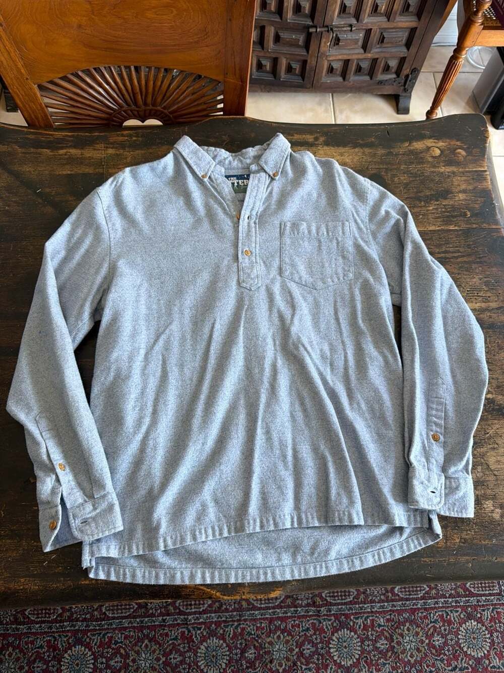 Chubbies The Nutter Heathered Gray Flannel Long Sleeve Popover Shirt